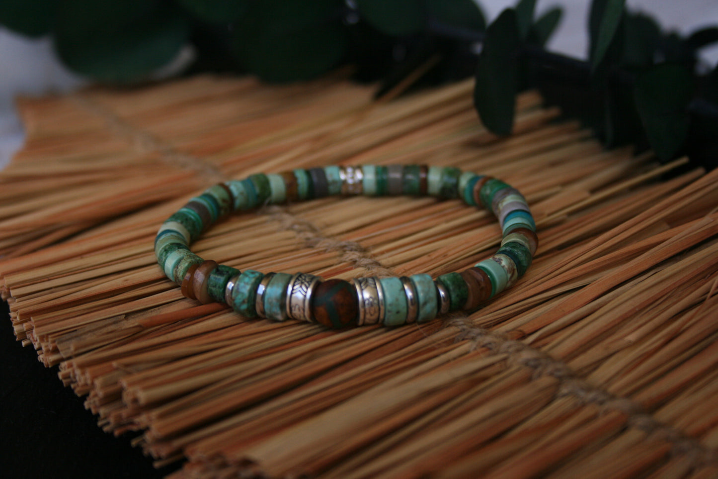 Tibetan Agate & Turquoise Beaded Bracelet – Men's Chic Style