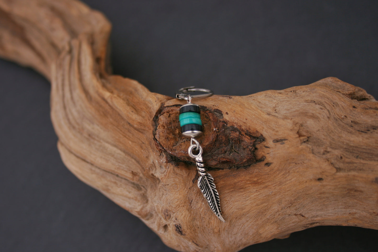 Feather Dangle Earring for Men – Turquoise & Black Shell