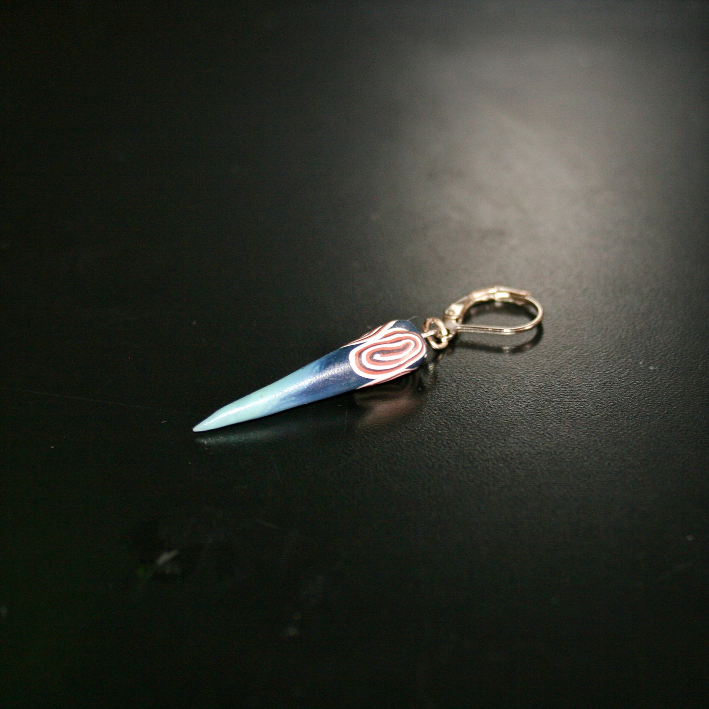 Blue Triangle Dangle Earring for Men | Geometric Polymer Clay Single Earring