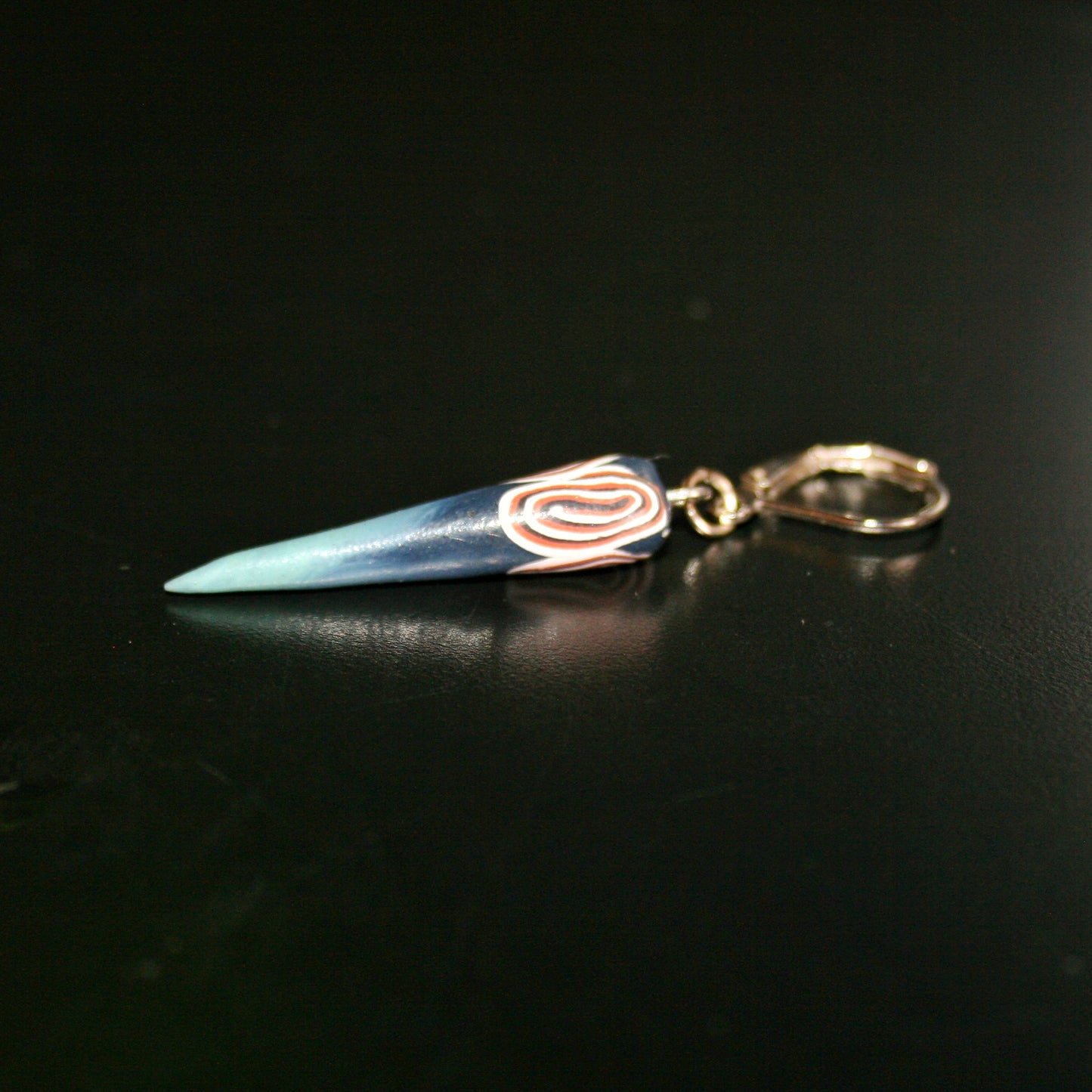 Blue Triangle Dangle Earring for Men | Geometric Polymer Clay Single Earring