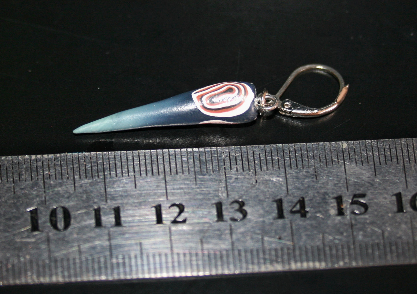 Blue Triangle Dangle Earring for Men | Geometric Polymer Clay Single Earring
