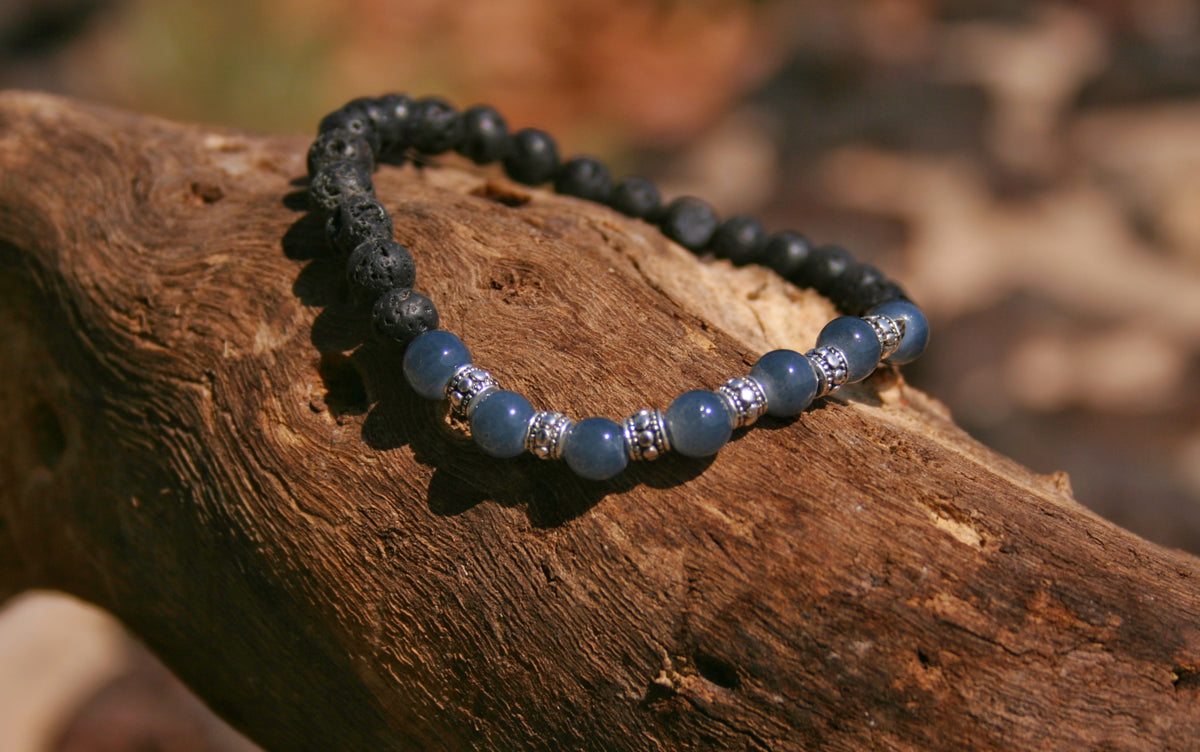 Mens Agate & Lava Stone Bracelet Set – Boho Wood Beaded Bracelets