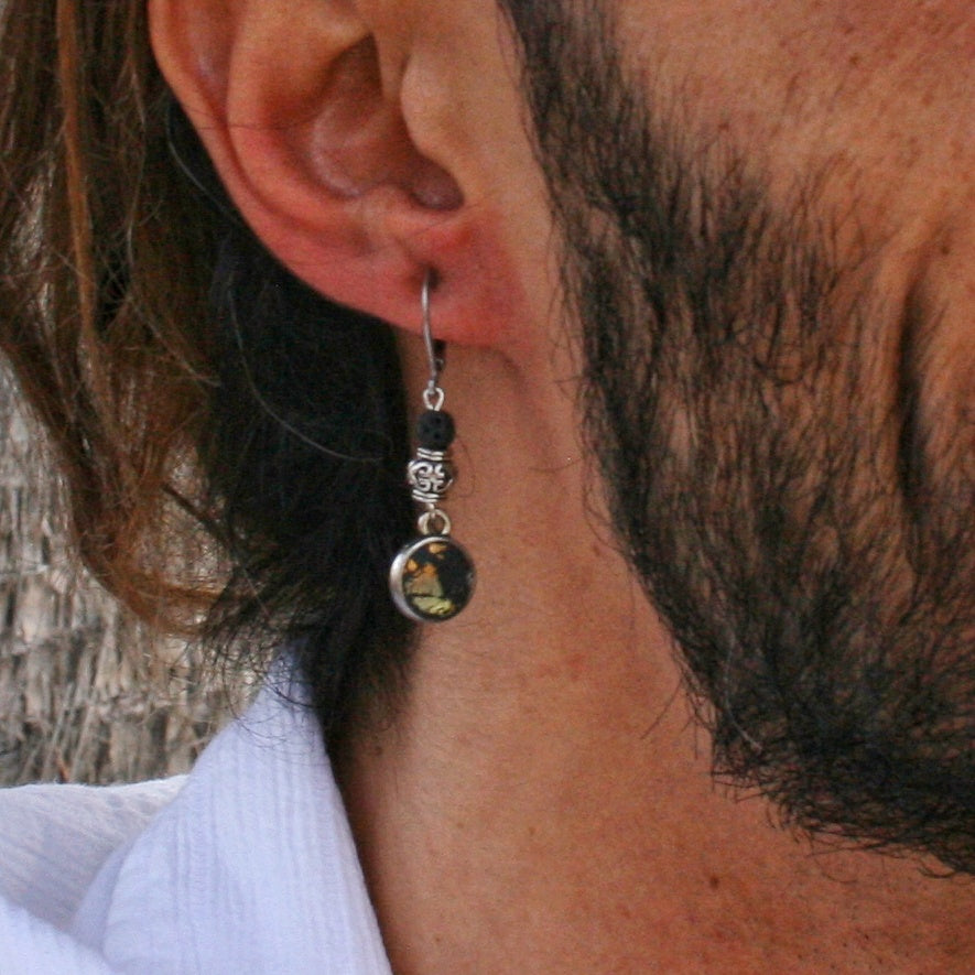 Men's Silver Hoop Dangle Earring – Geometric Rocker Boho Jewelry