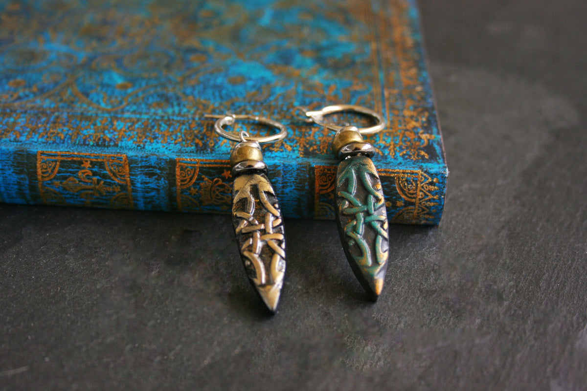 Celtic Knot Single Earring – Handmade Polymer Clay Boho Jewelry