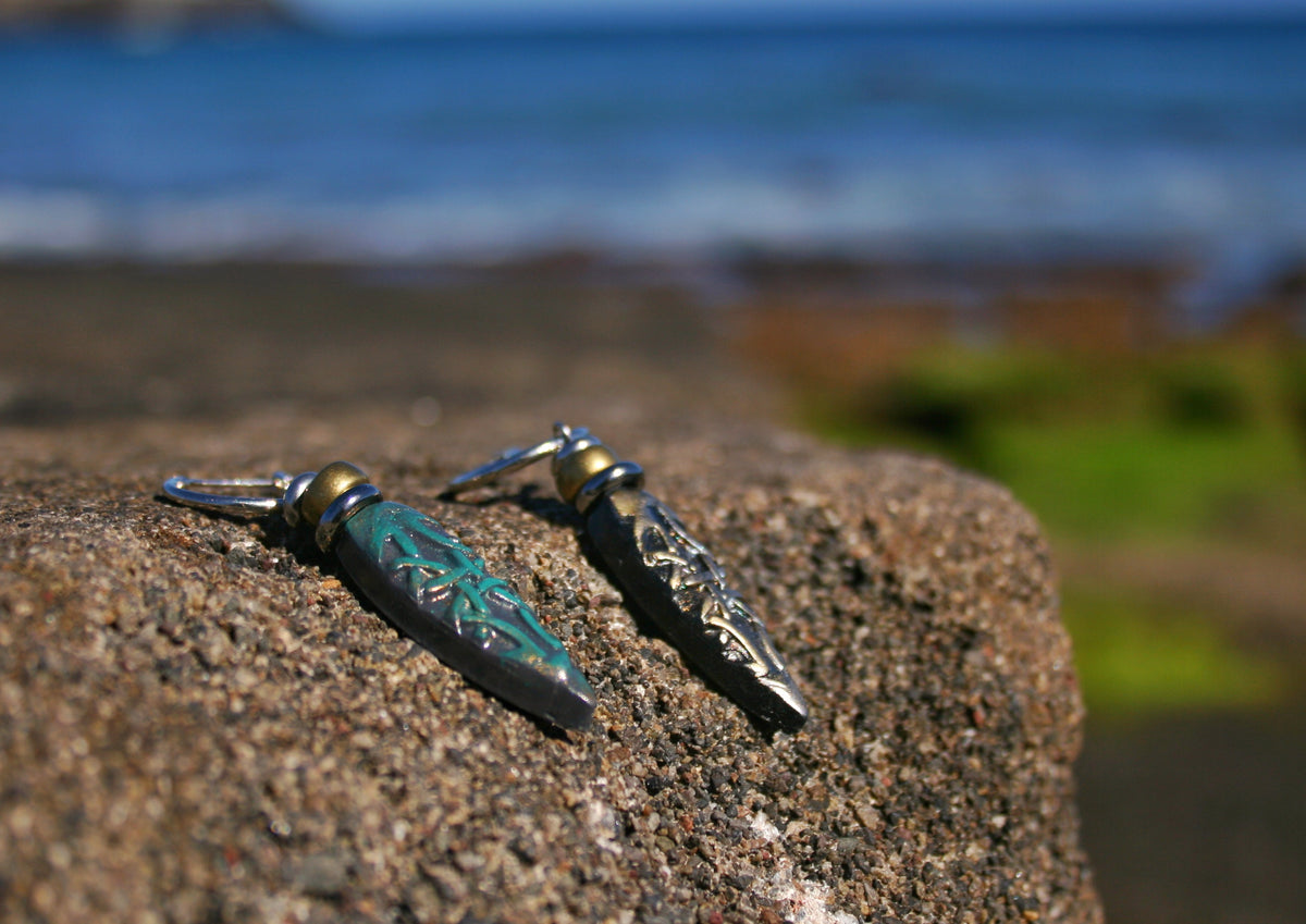 Celtic Knot Single Earring – Handmade Polymer Clay Boho Jewelry
