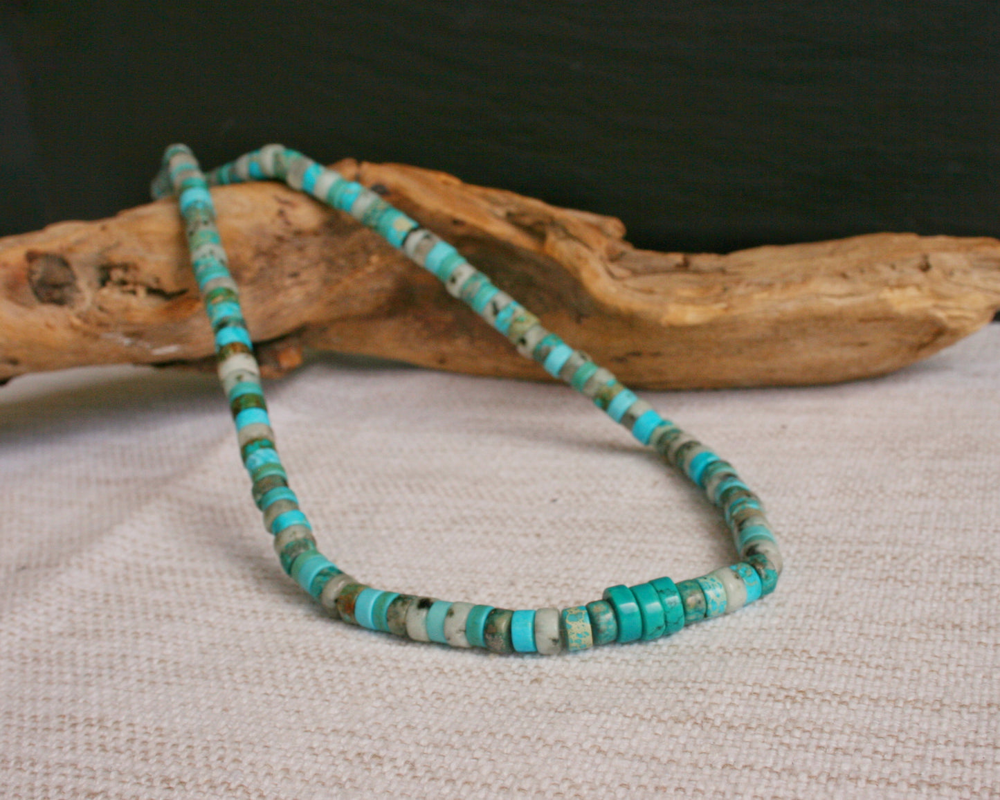 Turquoise Heishi Beaded Choker Necklace for Men – Handmade Natural Stone Boho Jewelry