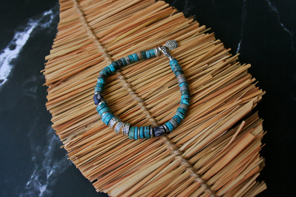 Men's Turquoise Gemstone & Braided Leather Bracelet Set – Boho Duo Bracelets