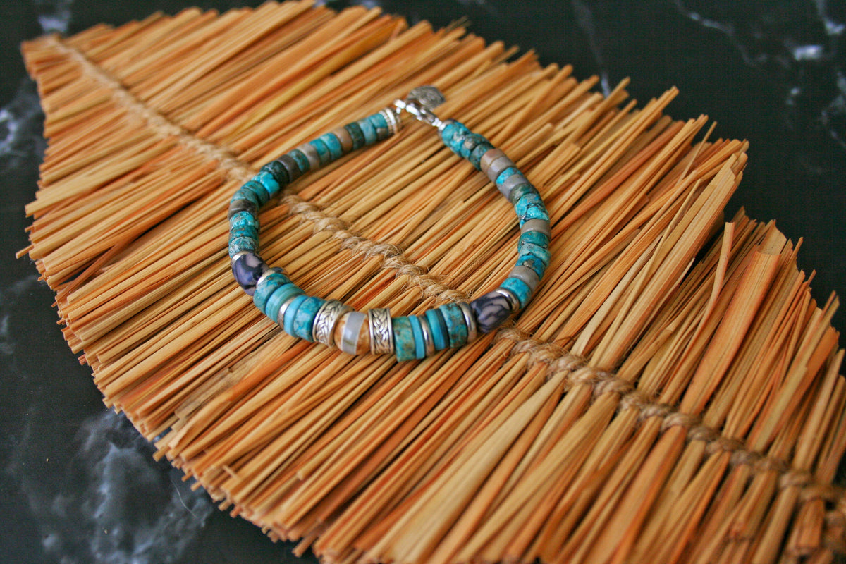 Men's Turquoise Gemstone & Braided Leather Bracelet Set – Boho Duo Bracelets