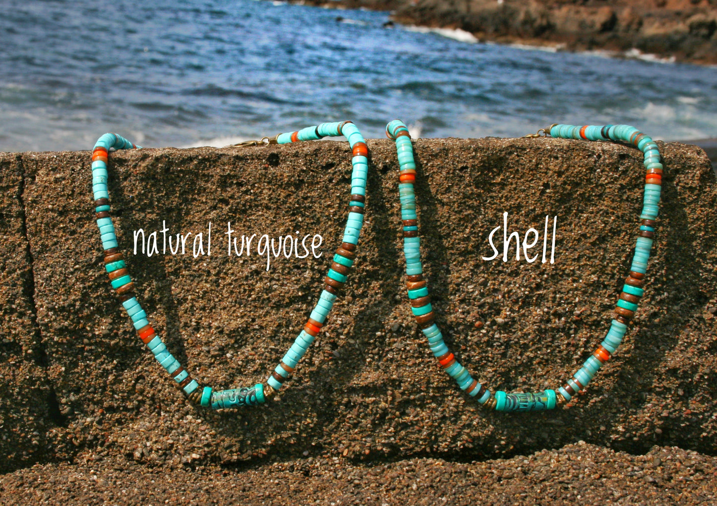 Turquoise Heishi Choker Necklace for Men – Boho Gemstone Beaded Handmade Jewelry